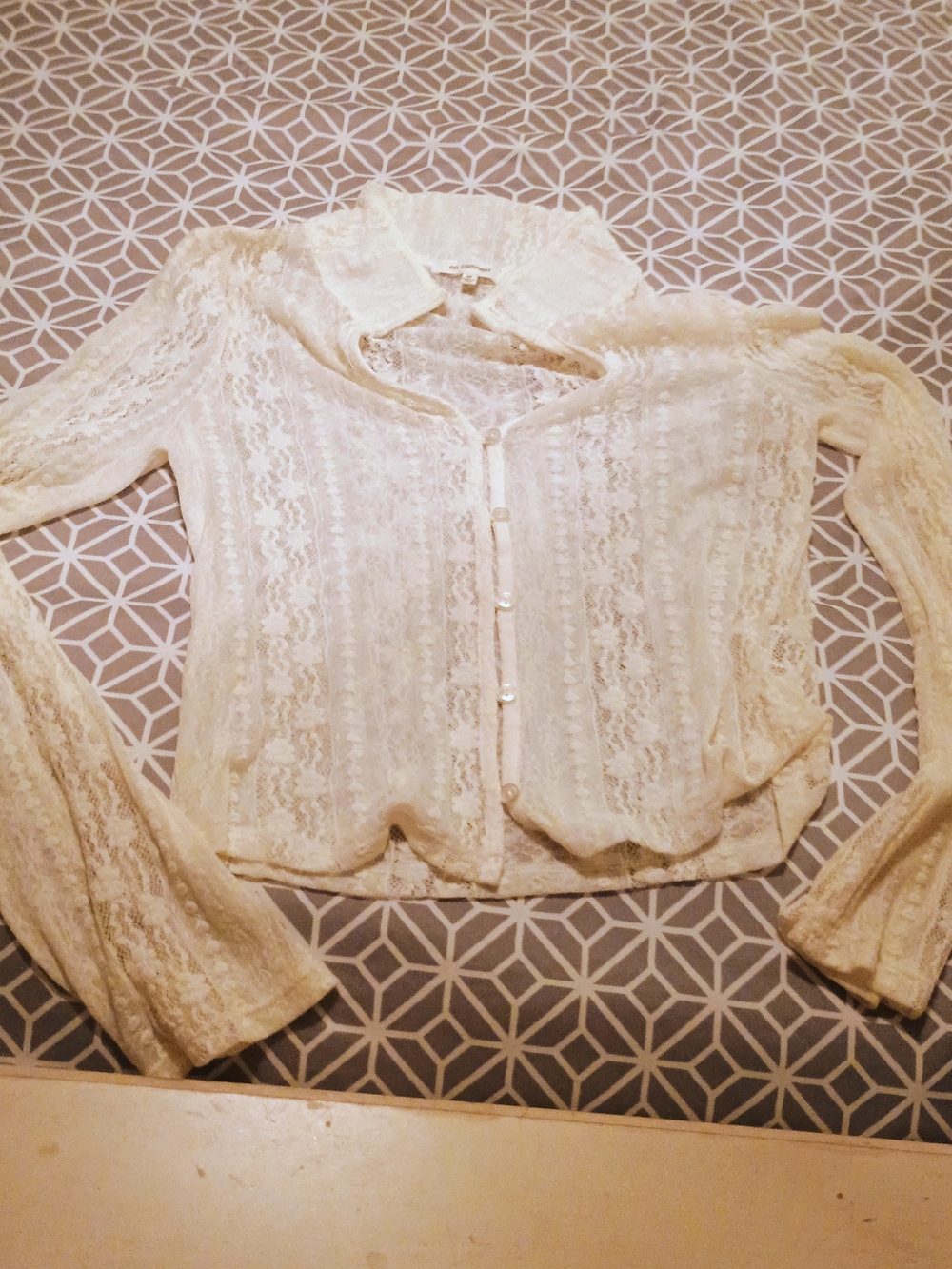 Women's Lace Button-Down Shirt in Cream